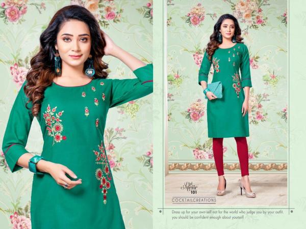 Kinti Pink Mirror Fancy Cotton Embroidery Kurti Collection 